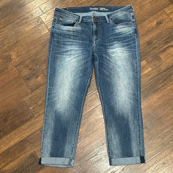 Signature by Levi Strauss Modern Slim Cuffed Blue Jeans 16-W33 - Picture 2 of 7